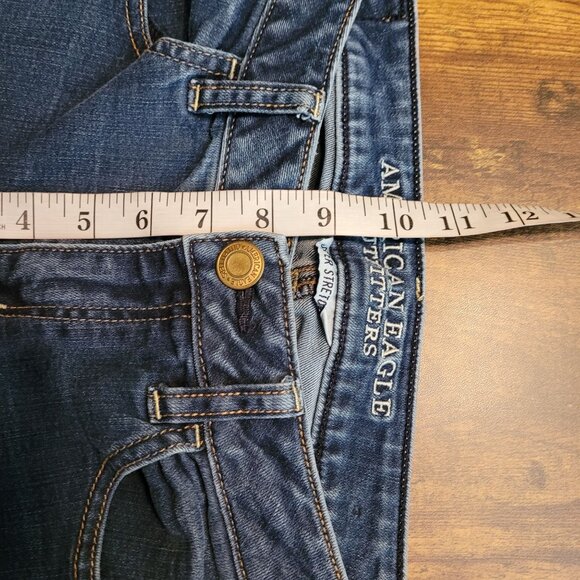 American Eagle Jeans 8 XL Super Stretch Jegging Low Rise Medium Dark Wash Denim - Picture 8 of 11